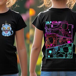 Kpop Demon Hunters Huntrix Derpy tiger holographic Style Graphic T-shirt Kids